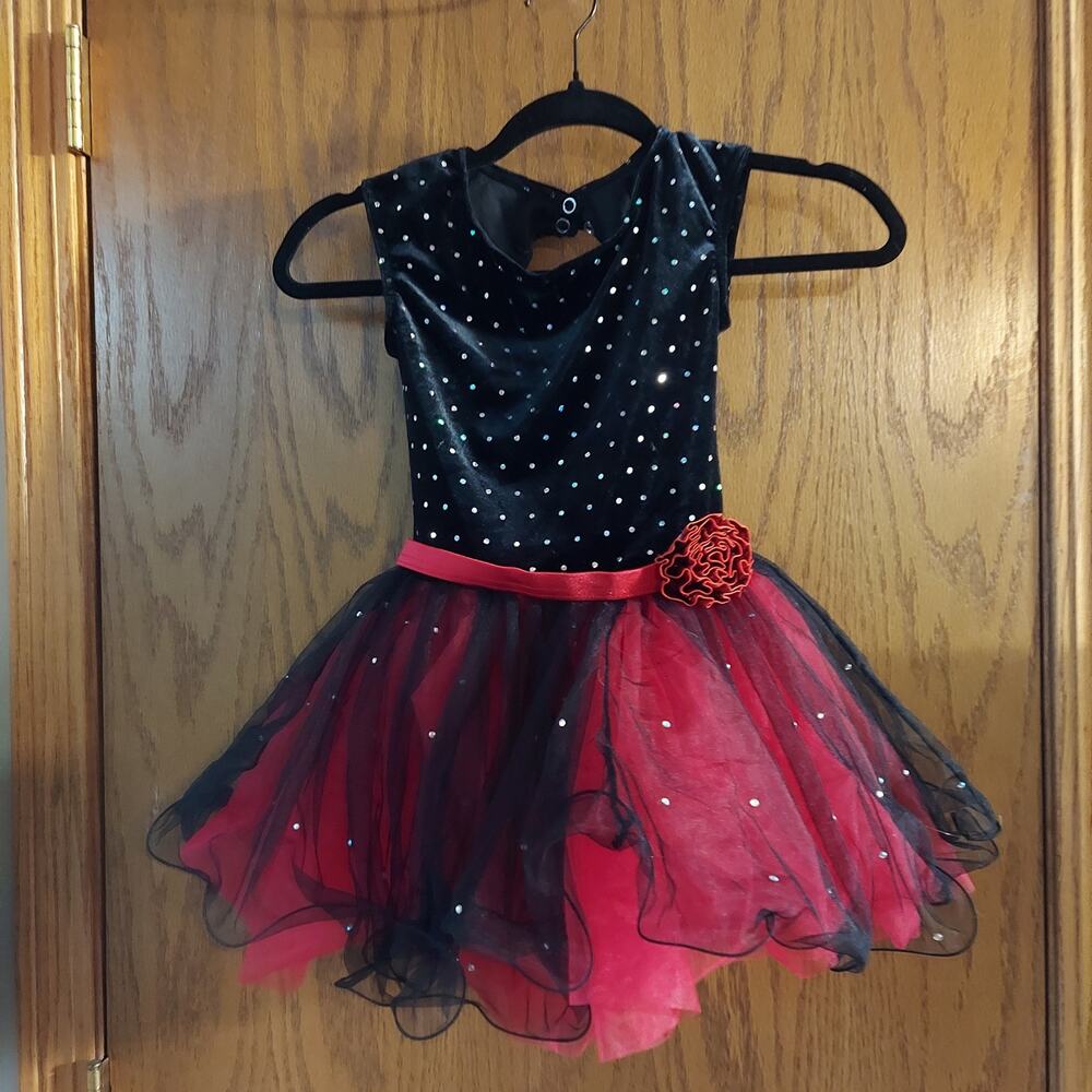 Weissman Showtime dance outfit red black tutu size 1C 7/8
